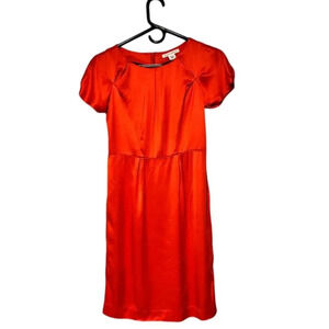 Banana Republic Sheath Dress Size 4 petite stretch  orange red Satin